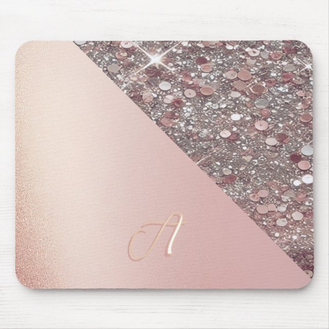 Elegant Rose Gold Monogram Mousepad (Vorne)