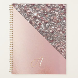 Elegant Rose Gold Monogram Planer