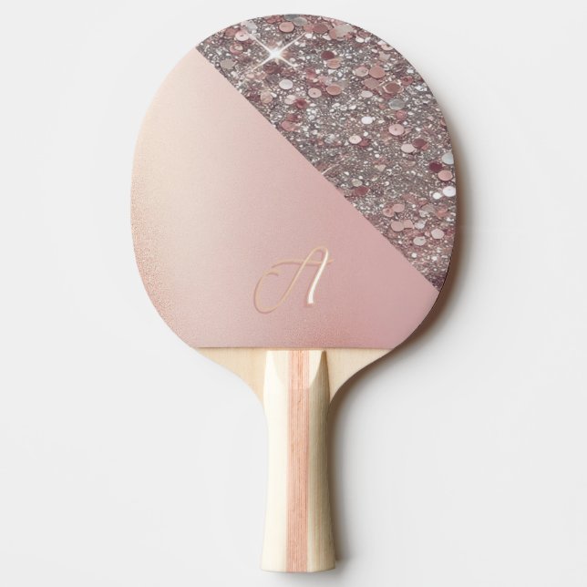 Elegant Rose Gold Monogram Tischtennis Schläger (Vorderseite)