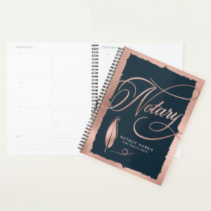 Élégant Rose Gold & Navy Agent de prêt notaire 
