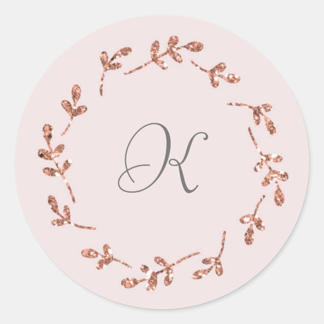 Élégant Rose Gold Parties scintillant Sticker init (Devant)