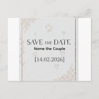 Elegant Rose Gold Save the Date Announcement Postc Ankündigungspostkarte