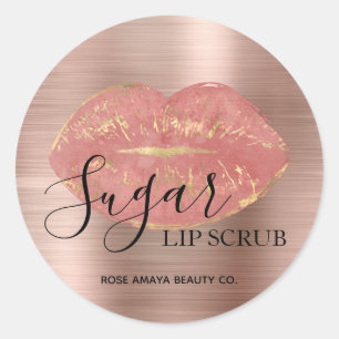 Élégant Rose Gold Sugar Lip Scrub Étiquette de pro