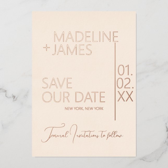 ELEGANT Rose Gold Tan Save the Dates Ankündigungen (Vorderseite)