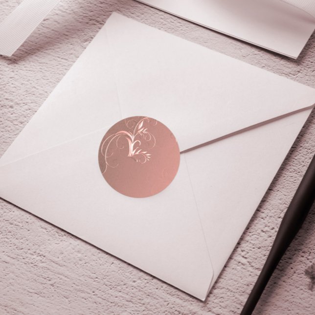 Elegant Rose Gold Wedding Envelope Seals Runder Aufkleber (Von Creator hochgeladen)