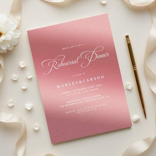 Elegant Rose Gold Wedding Rehearsal Dinner Einladung (Von Creator hochgeladen)