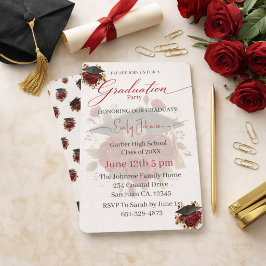 Elegant Rose Graduation Invitation Template Einladung