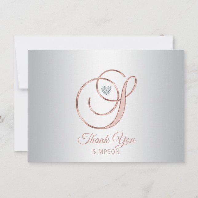 Elégant Rose gris argent Merci or | S (Devant)