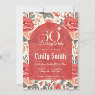 Elegant Rose Inspired 20Th Birthday Einladung