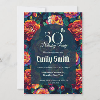 Elegant Rose Luxury 40Th Birthday Einladung