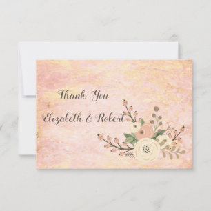 Élégant Rose marbre Carte de remerciements floral