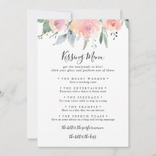 Élégant rose Mariage Blush Menu Baiser Carte de je