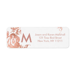 Élégant Rose moderne Gold Floral Étiquettes de adr