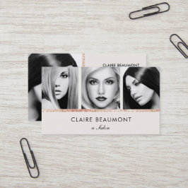 Élégant Rose moderne Gold Sequin Salon 3 Carte pho