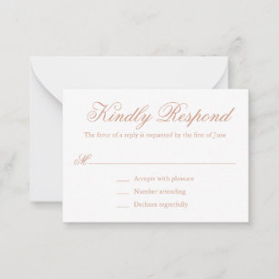 Élégant Rose officiel Mariage or Mini carte RSVP