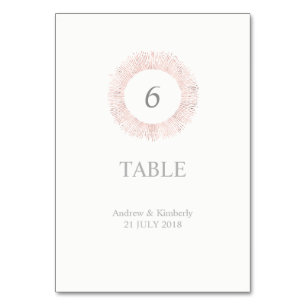 Élégant rose or mariage numéro de table