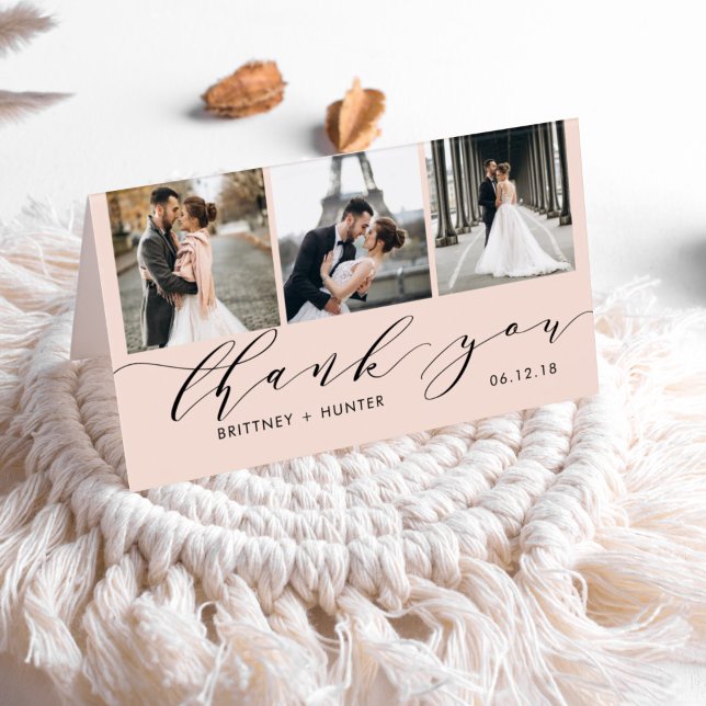 Élégant rose pâle 3 photo Collage Merci (Créateur téléchargé)