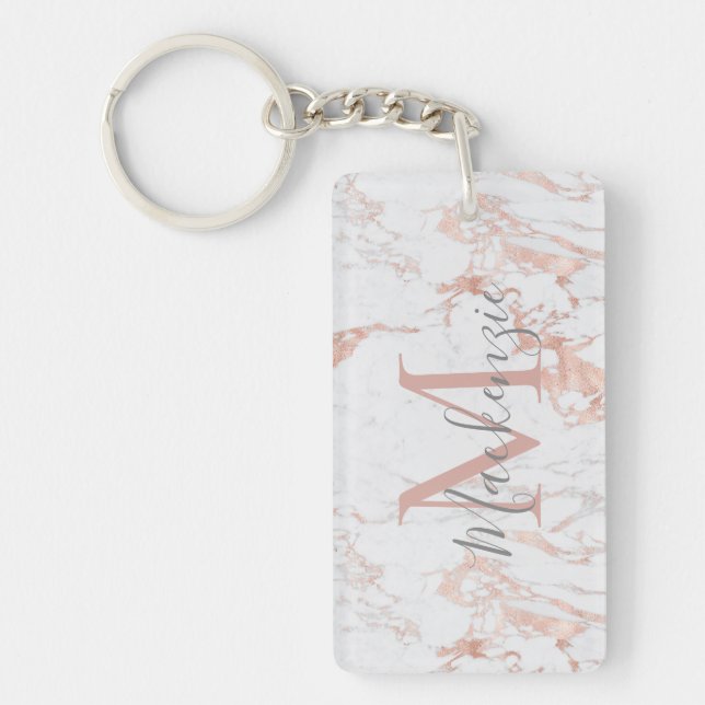 Élégant rose pâle | Monogramme rose Gold Foil (Devant)