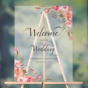 Elégant rose Peach Floral Aquarelle Mariage Or