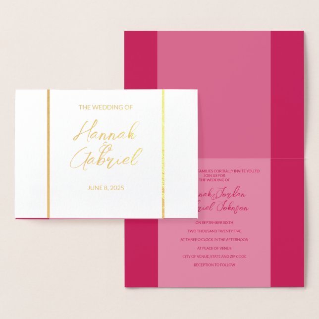 Élégant Rose Red Mariage Foil Invitation (Affichage)