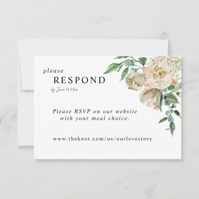Elégant Rose romantique Jardin en ligne RSVP (Devant)