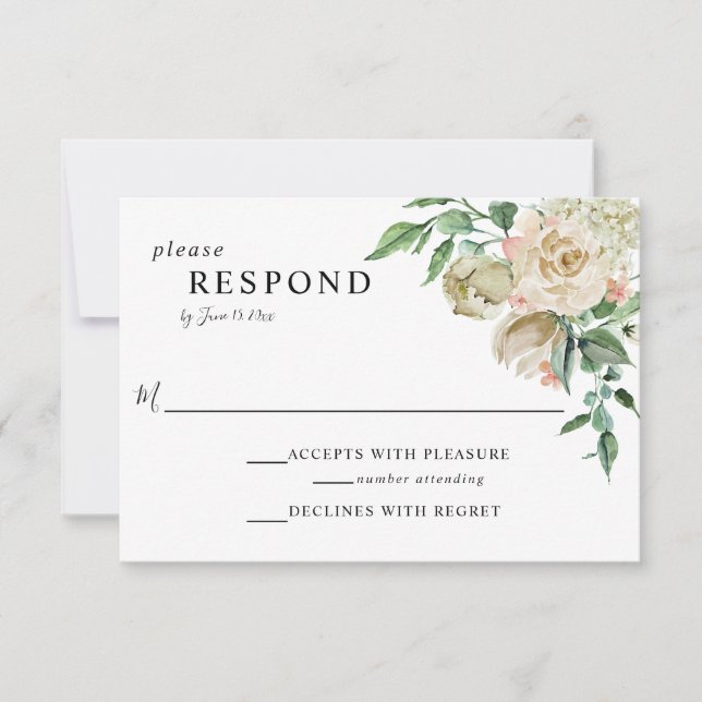 Elégant Rose romantique Jardin RSVP Mariage Chic (Devant)