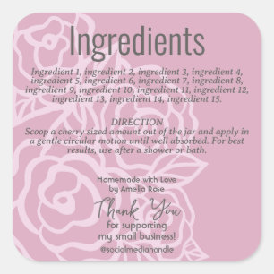 Elégant Rose rose floral Ingrédient Étiquette