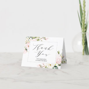 Élégant rose rose rose floral plié Carte de remerc