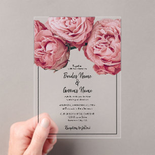 Élégant rose Roses Invitations de mariage
