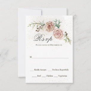 Elégant rose Roses Vintage Mariage Carte RSVP