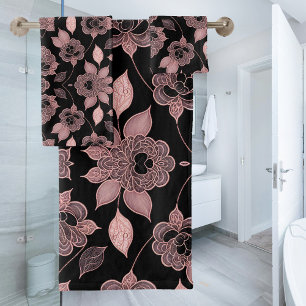 Élégant rose sur dentelle noire dans le style vint