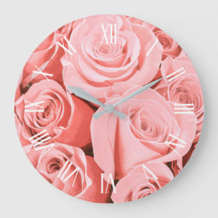 Élégant Rose Vintage Floral   Horloge murale