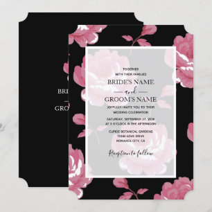 Elégant rose Vintage Roses mariage Invitations