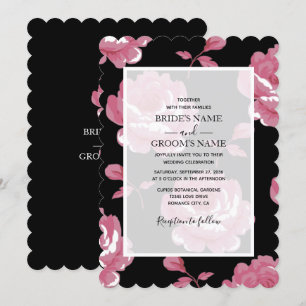 Elégant rose Vintage Roses mariage Invitations