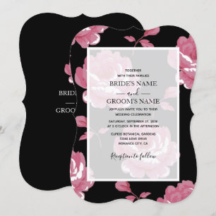 Elégant rose Vintage Roses mariage Invitations