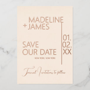 ELEGANT Roségold Braune Save-the-Date-Karten Ankün Folieneinladung