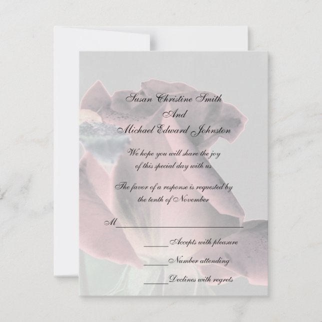 Elegant Rosenknospe Wedding RSVP Karte (Vorderseite)