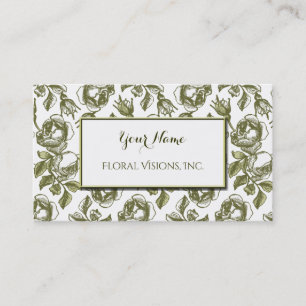 Élégant Roses blanc et or Cartes de visite personn