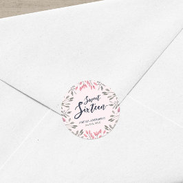 Elegant Roses Blumensaft 16 Geburtstagsparty Runder Aufkleber