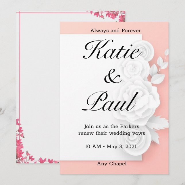 Elegant Roses Hochzeit Einladung (Vorne/Hinten)