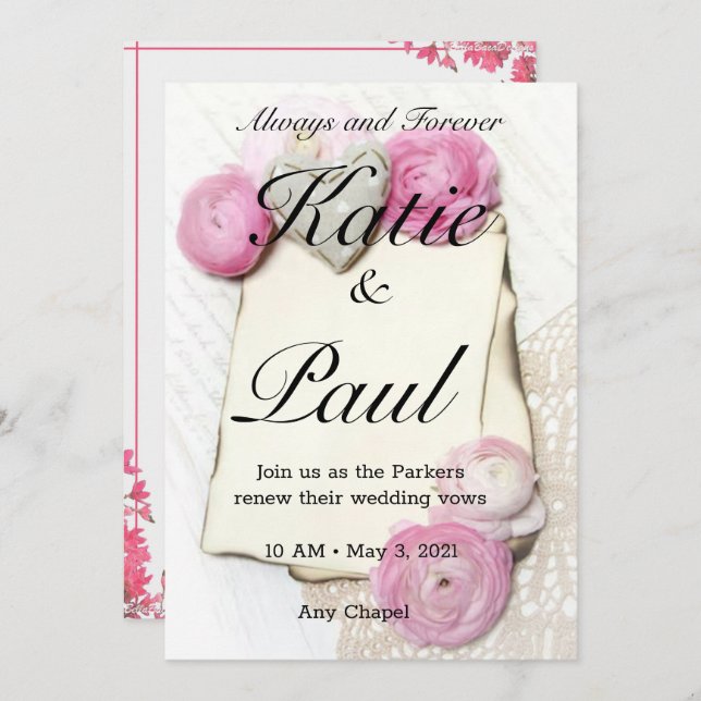 Elegant Roses Hochzeit Einladung (Vorne/Hinten)