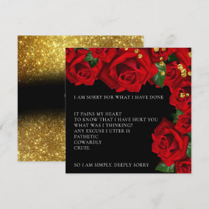 Élégant Roses rouges turcs Je suis désolé Carte d'