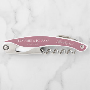 Elegant Rosewood Pink Wedding Vielen Dank Kellnermesser