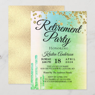 Elegant Rosy Funkelnd Glitzer Retirement Party Inv Einladung