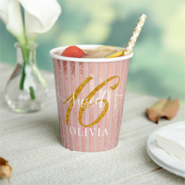 Elegant Rosy Modern Sweet 16 Paper Cups Pappbecher