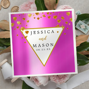 Elegant Rosy Modern Wedding Cocktail Napkin Serviette