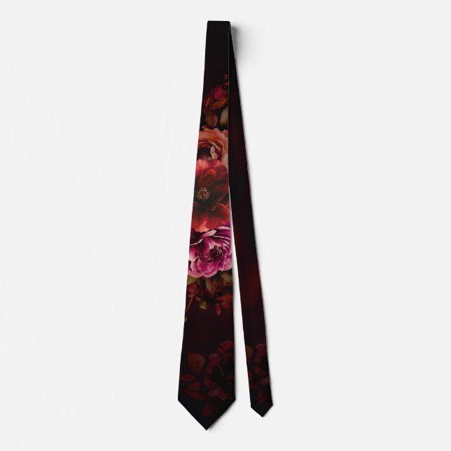 Elegant Rot-Blütenhochzeit-Moody gotisch Krawatte (Vorderseite)