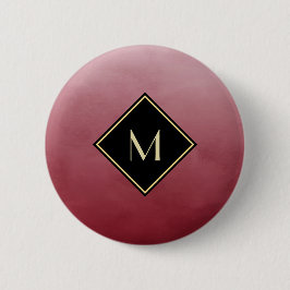 Elegant rot mit einfachem Goldmonogramm Button