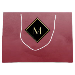 Elegant rot mit einfachem Goldmonogramm Große Geschenktüte