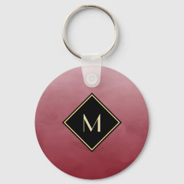 Elegant rot mit einfachem Goldmonogramm Schlüsselanhänger